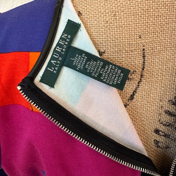 Lauren Ralph Lauren Colorblock Geometric Print Sheath Dress - Picture 4 of 6